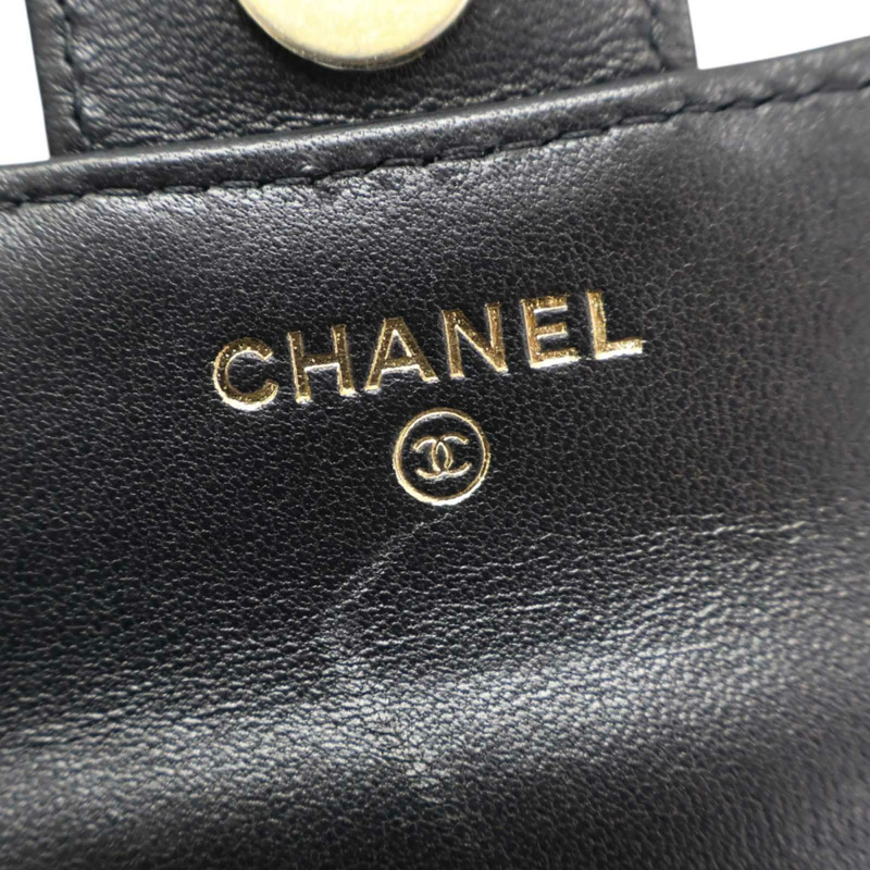 黑色 菱格紋 羊皮 Charm Flap Phone Holder 鍊帶 肩背包【CHANEL 香奈兒】 AP2096-5
