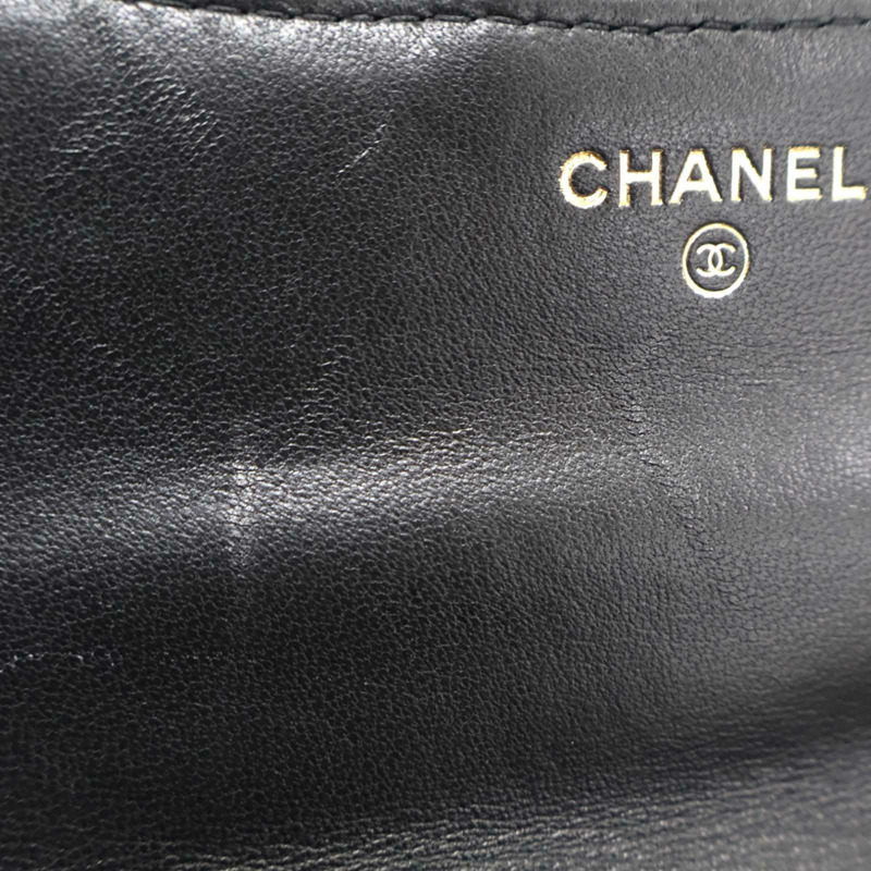 黑色 菱格紋 羊皮 Charm Flap Phone Holder 鍊帶 肩背包【CHANEL 香奈兒】 AP2096-12