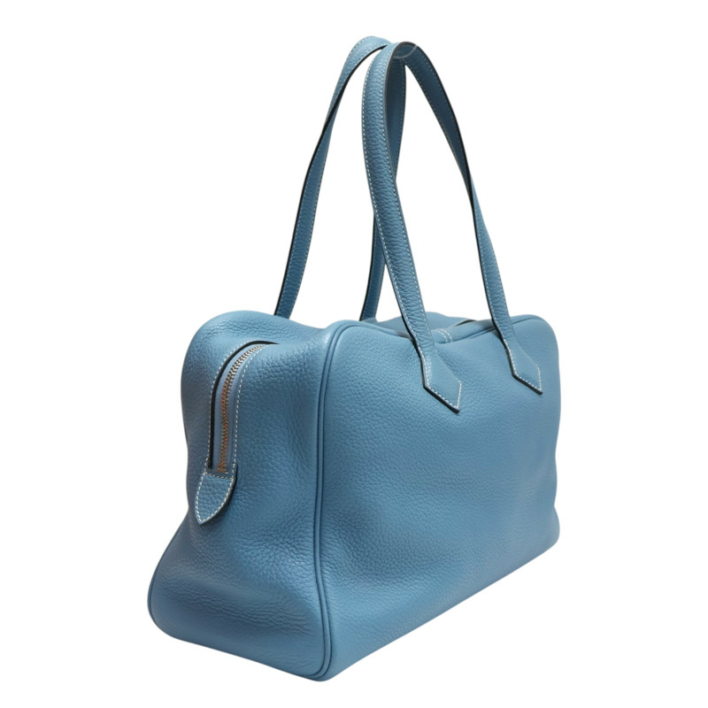 牛仔藍 Clemence牛皮 Victoria 35 手提包 口R刻 銀扣【HERMES 愛馬仕】-1