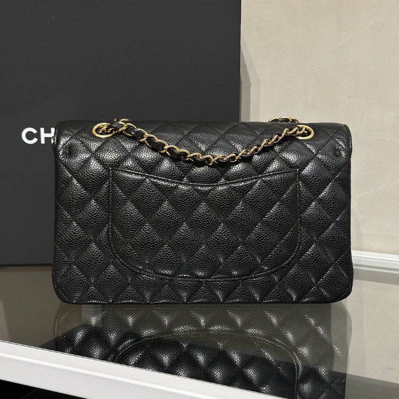 CHANEL 經典口蓋包 CF25 - 粒面牛皮黑金-3