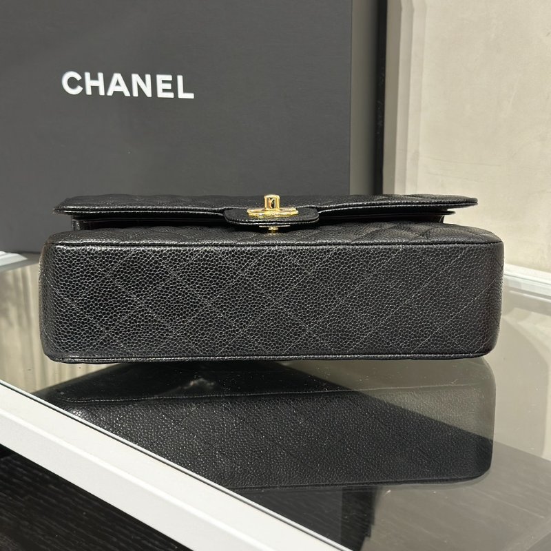 CHANEL 經典口蓋包 CF25 - 粒面牛皮黑金-4