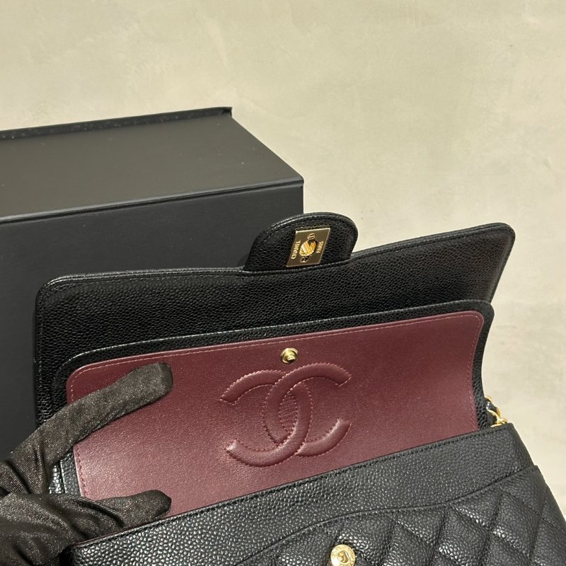 CHANEL 經典口蓋包 CF25 - 粒面牛皮黑金-6