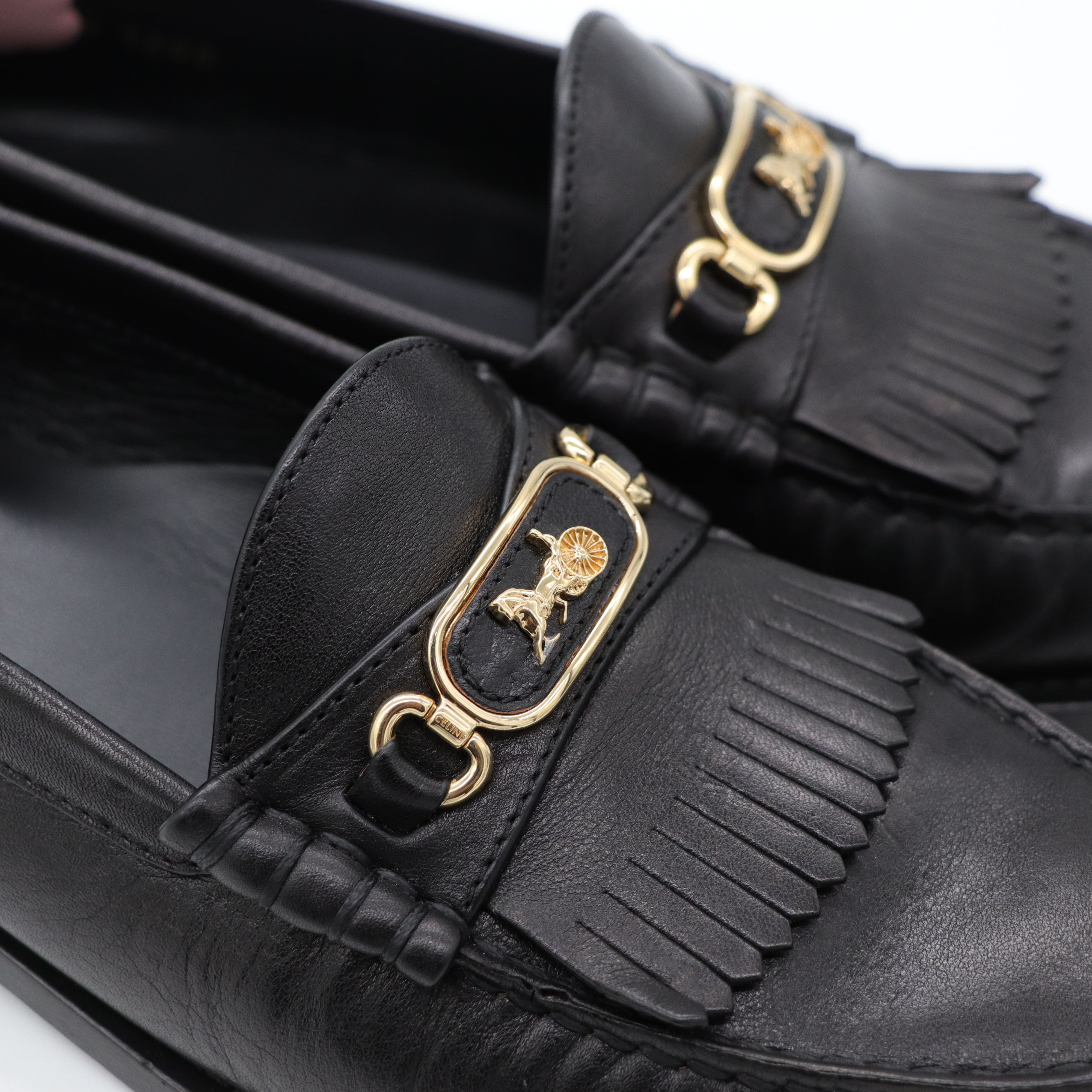 Celine 黑色牛皮 樂福鞋-8