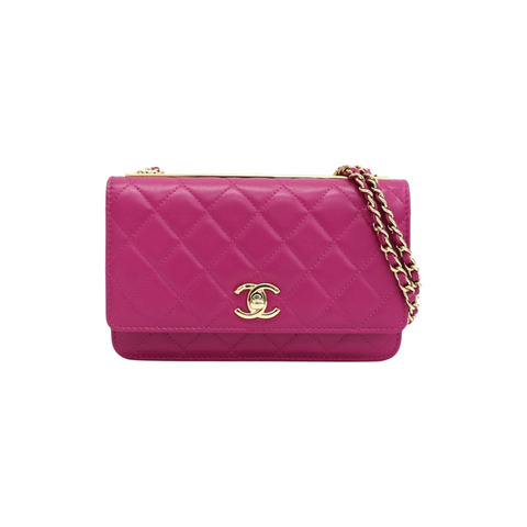 粉色 菱格紋 羊皮 WOC Trendy CC 鍊帶 肩背包【CHANEL 香奈兒】 AP1762
