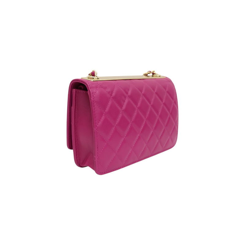粉色 菱格紋 羊皮 WOC Trendy CC 鍊帶 肩背包【CHANEL 香奈兒】 AP1762-1