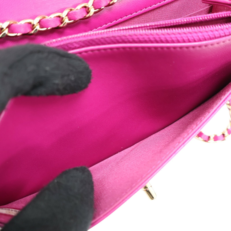 粉色 菱格紋 羊皮 WOC Trendy CC 鍊帶 肩背包【CHANEL 香奈兒】 AP1762-5