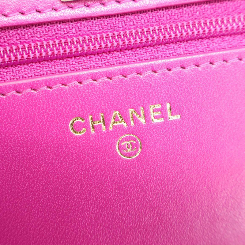 粉色 菱格紋 羊皮 WOC Trendy CC 鍊帶 肩背包【CHANEL 香奈兒】 AP1762-6