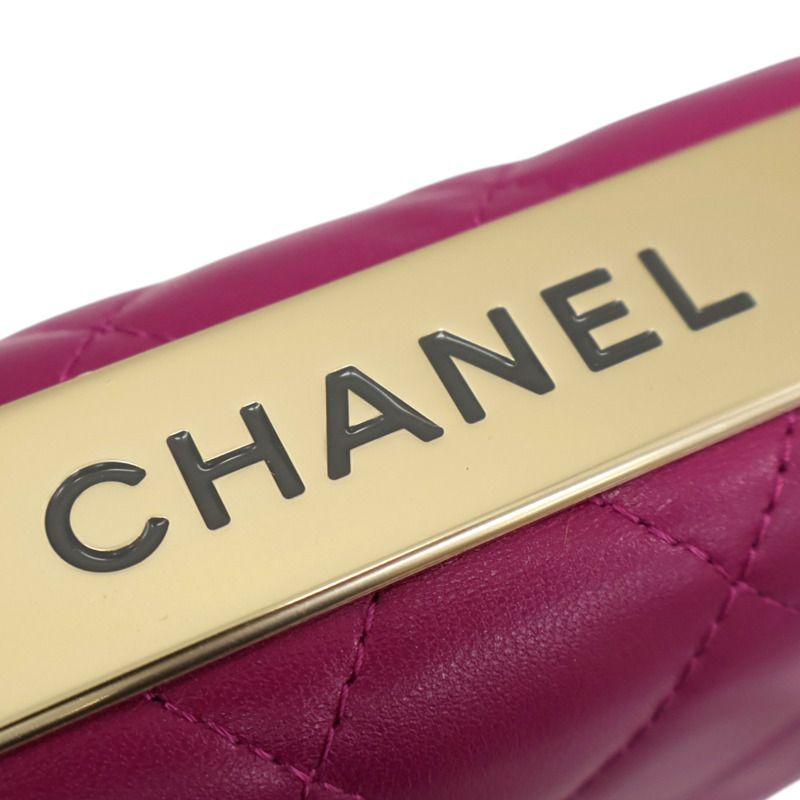 粉色 菱格紋 羊皮 WOC Trendy CC 鍊帶 肩背包【CHANEL 香奈兒】 AP1762-10