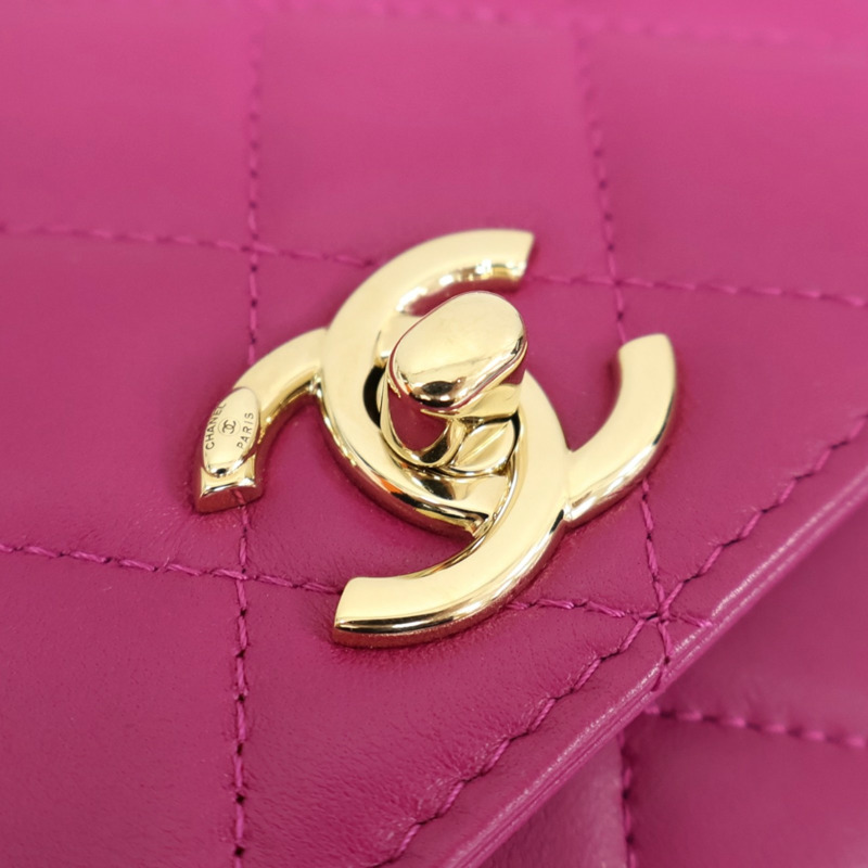 粉色 菱格紋 羊皮 WOC Trendy CC 鍊帶 肩背包【CHANEL 香奈兒】 AP1762-11