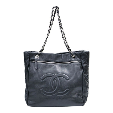 黑色 荔枝紋 牛皮 CC Shopping 托特包 肩背包【CHANEL 香奈兒】