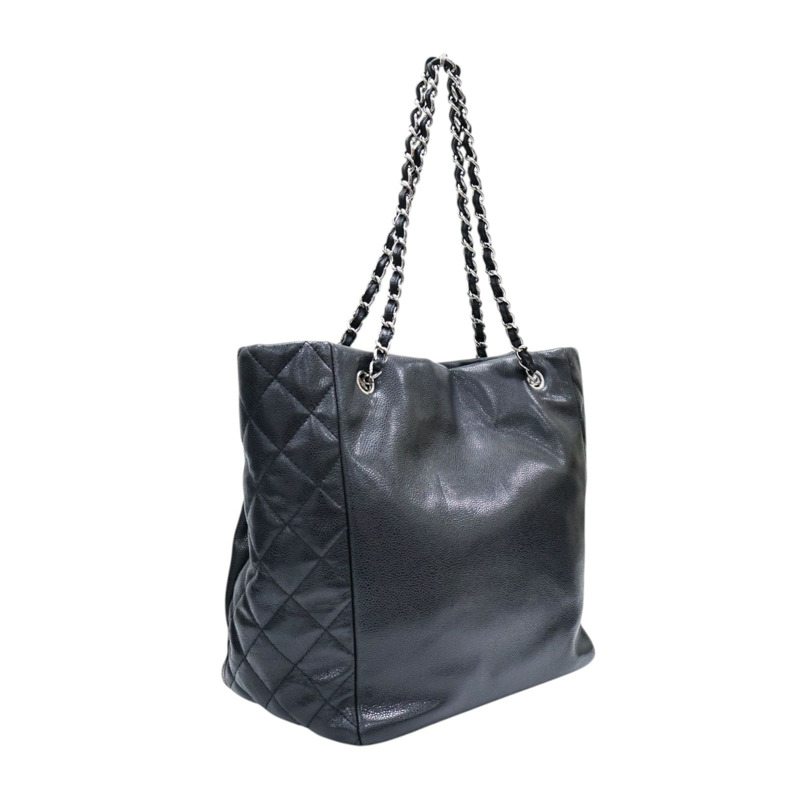 黑色 荔枝紋 牛皮 CC Shopping 托特包 肩背包【CHANEL 香奈兒】-1