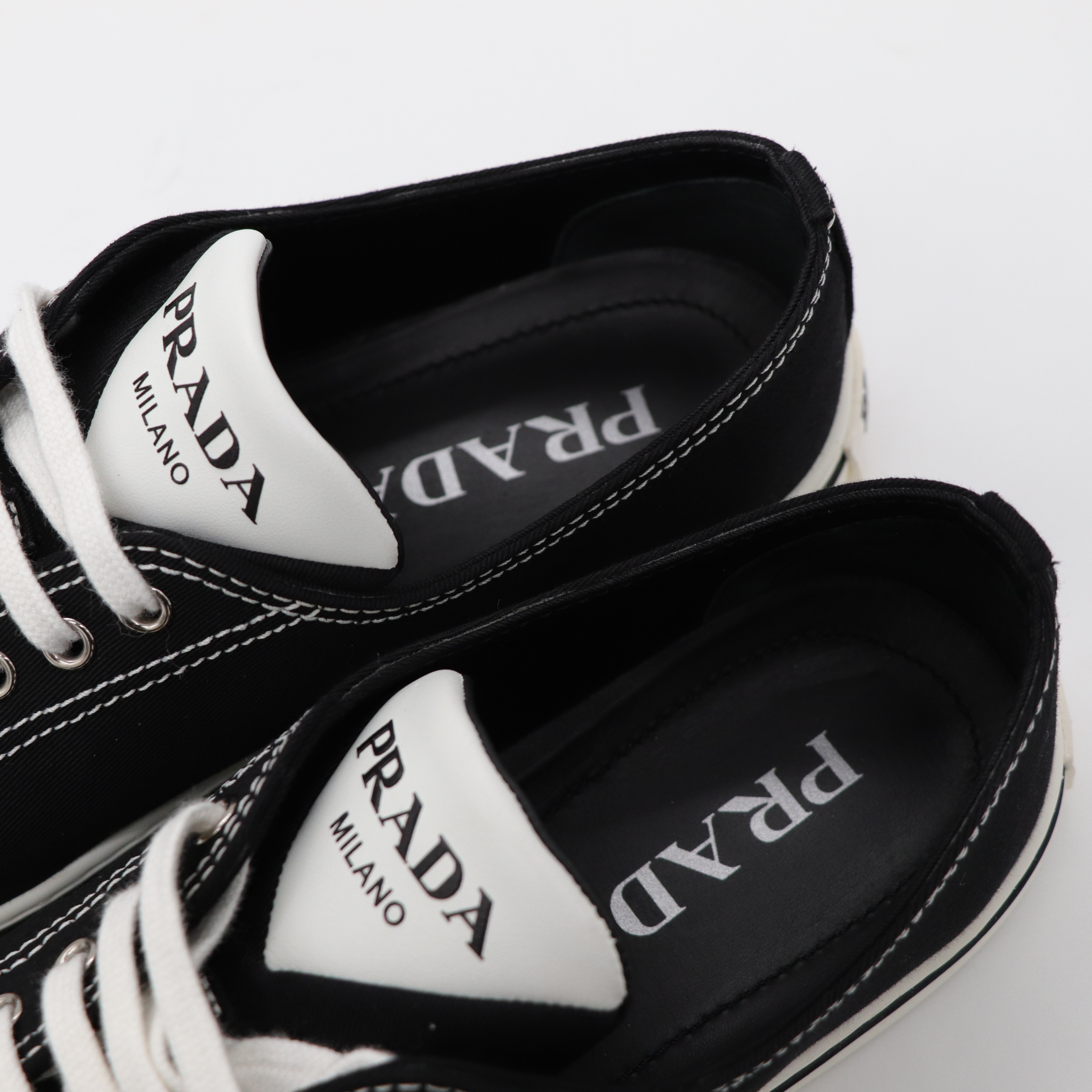 Prada 普拉達 黑色帆布 尖頭 帆布鞋 休閒鞋-5