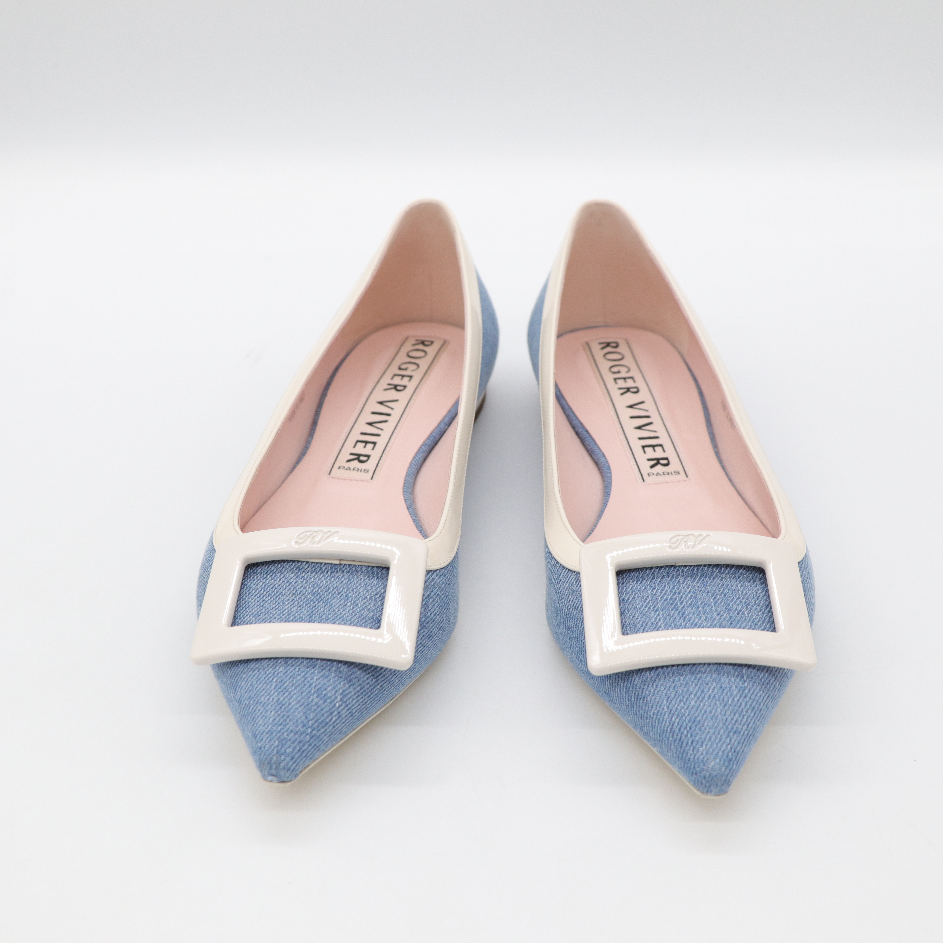Roger Vivier 藍色牛仔 釦子 平底鞋-2