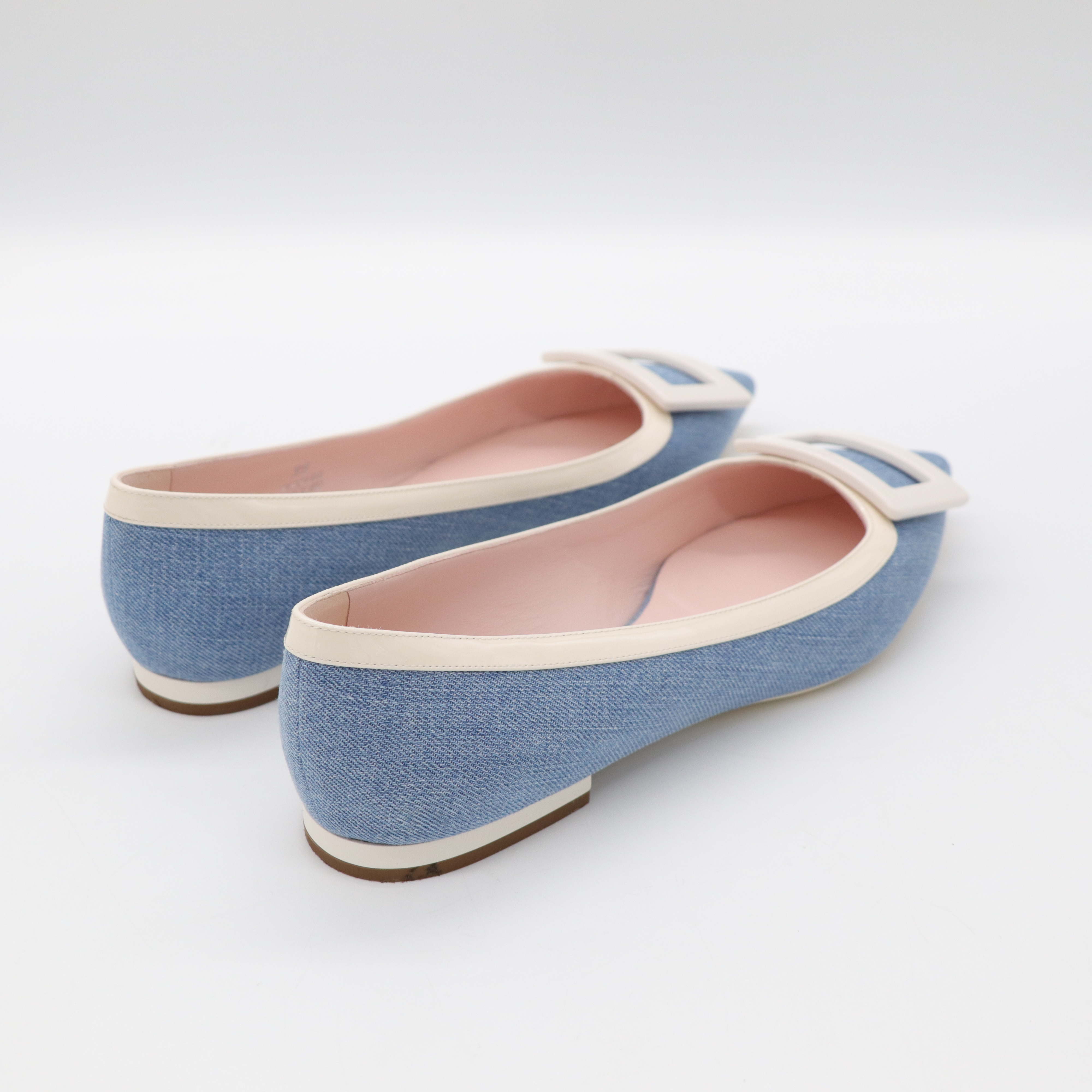 Roger Vivier 藍色牛仔 釦子 平底鞋-4