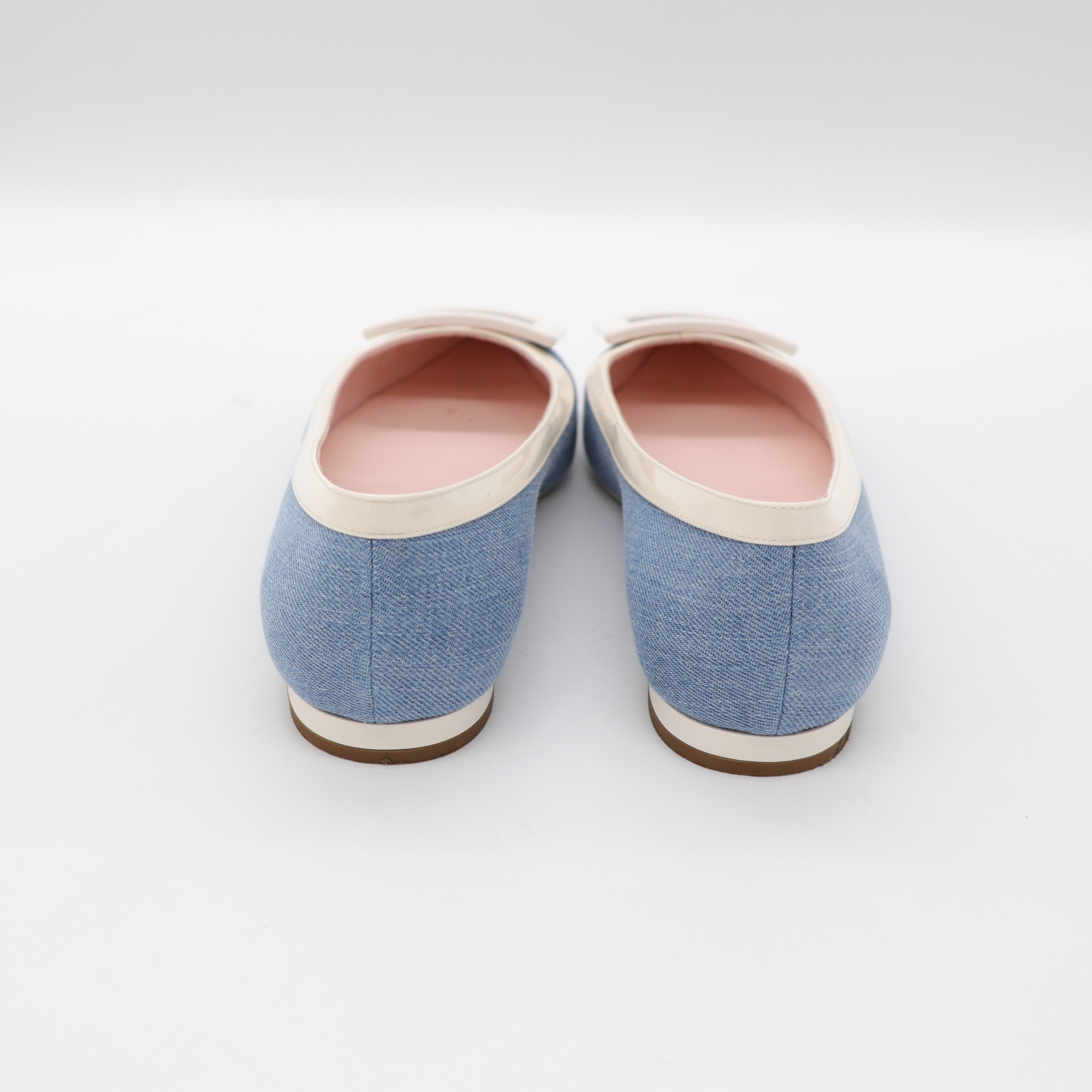 Roger Vivier 藍色牛仔 釦子 平底鞋-5