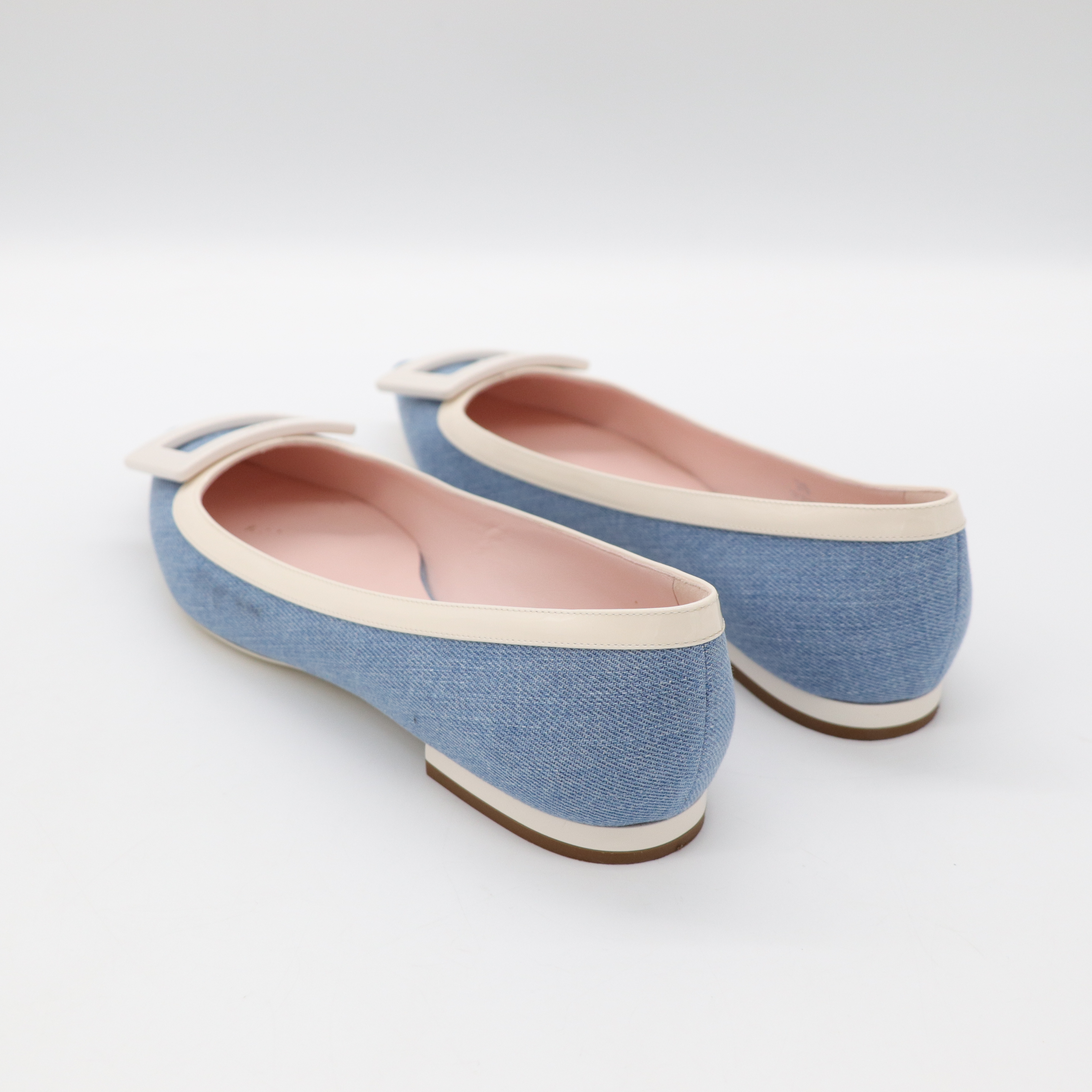 Roger Vivier 藍色牛仔 釦子 平底鞋-6