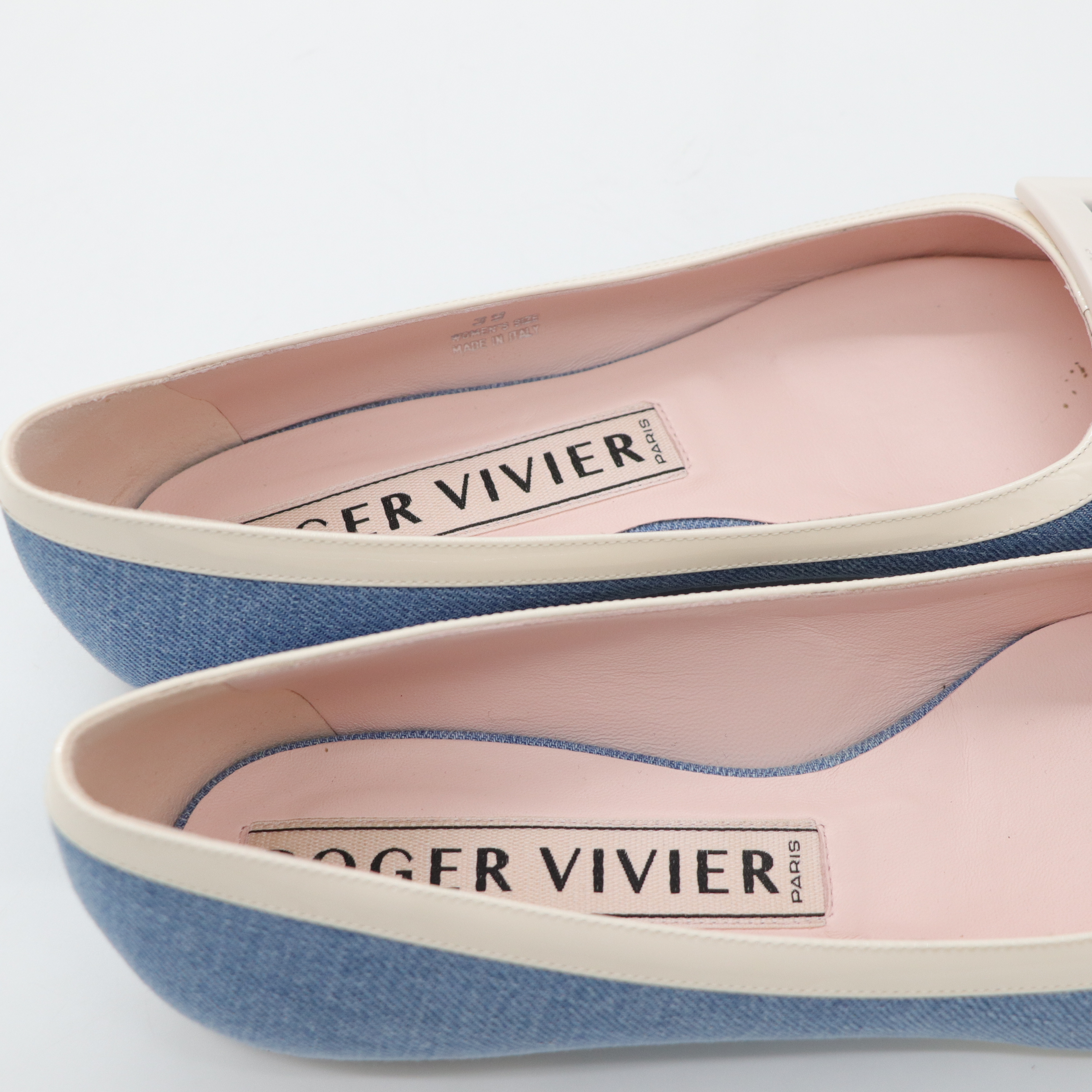 Roger Vivier 藍色牛仔 釦子 平底鞋-7