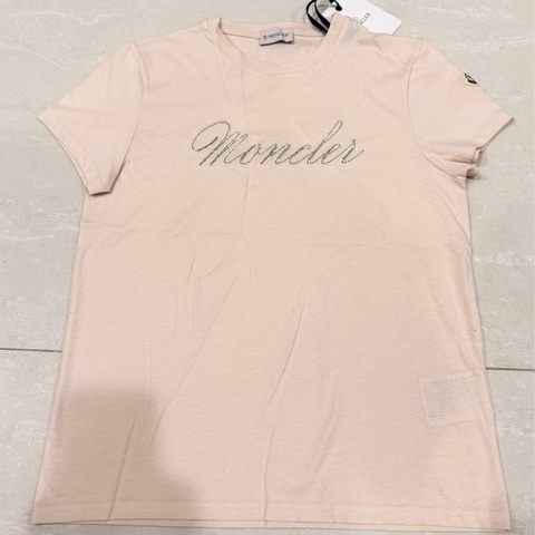 Moncler 英文字母刺繡T恤/淡粉