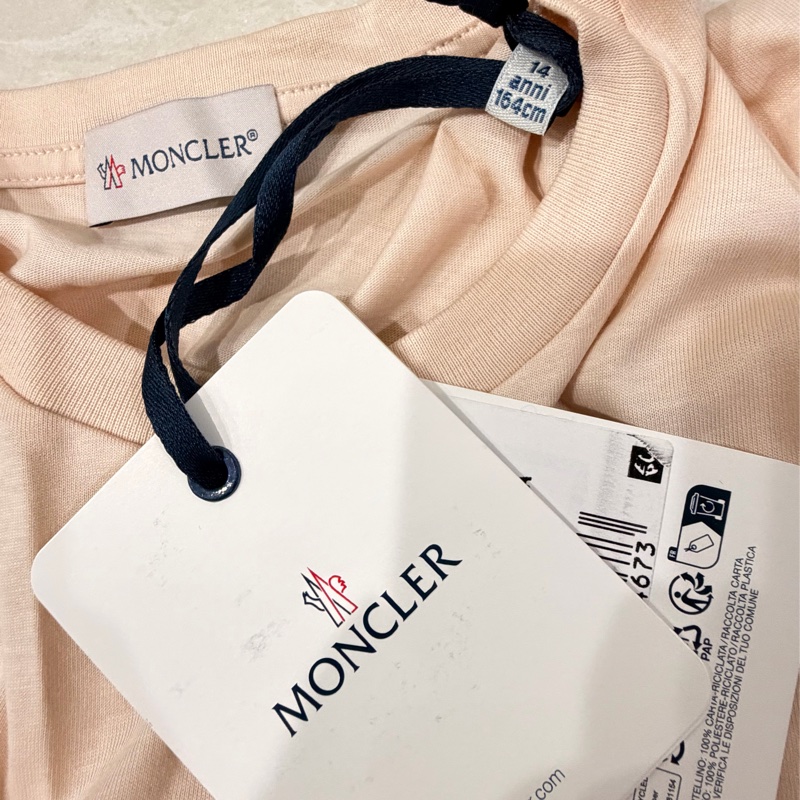 Moncler 英文字母刺繡T恤/淡粉-2