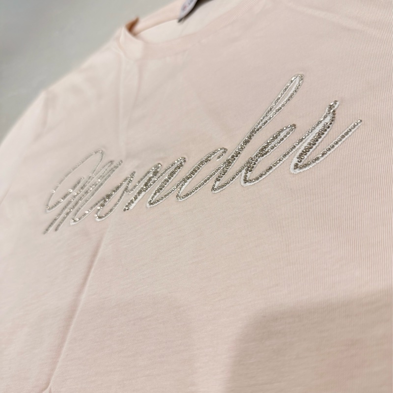 Moncler 英文字母刺繡T恤/淡粉-3