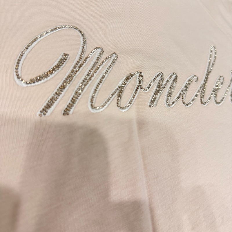 Moncler 英文字母刺繡T恤/淡粉-4