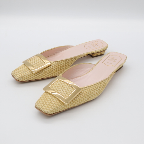 Roger Vivier 金色絲線 金屬釦 穆勒鞋