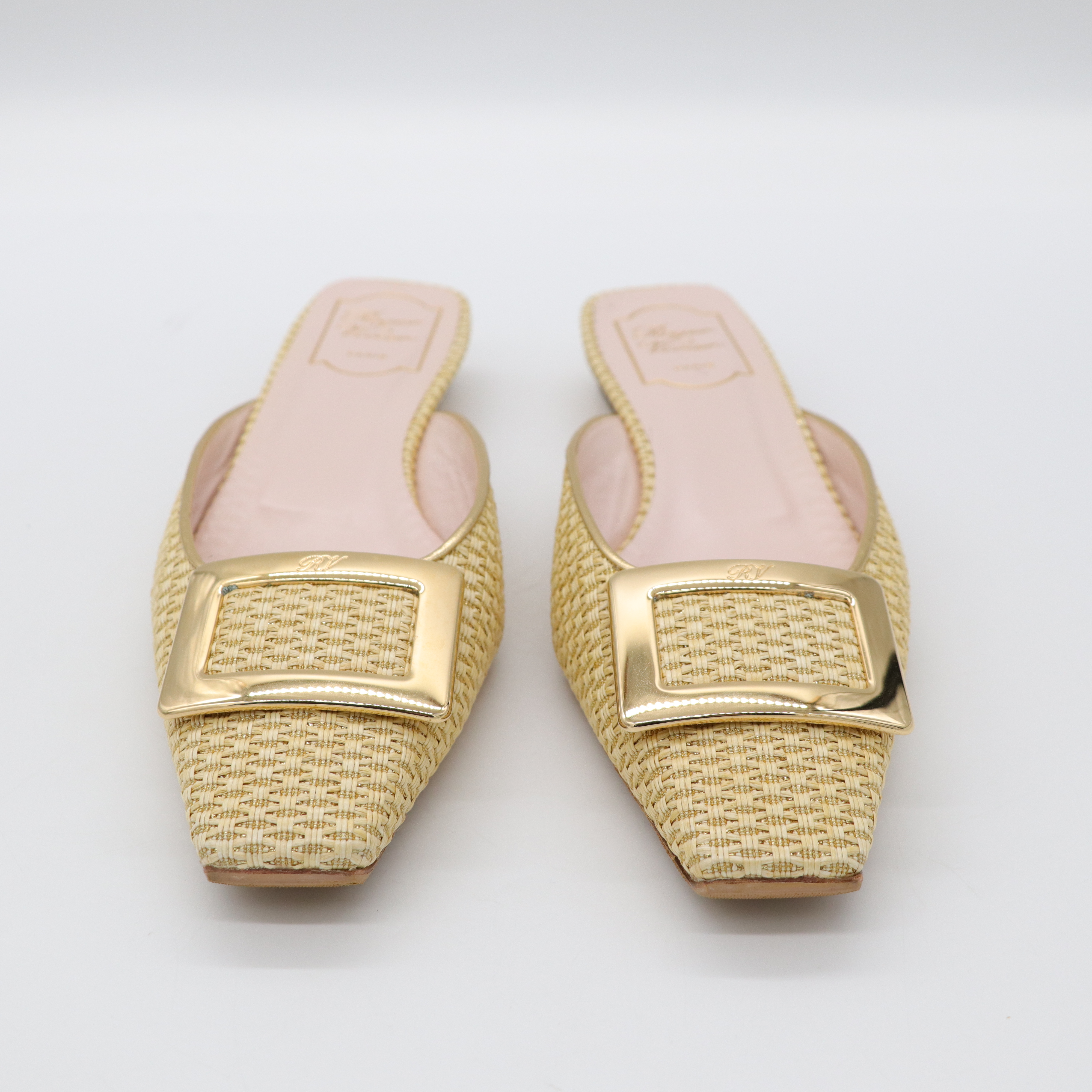 Roger Vivier 金色絲線 金屬釦 穆勒鞋-1