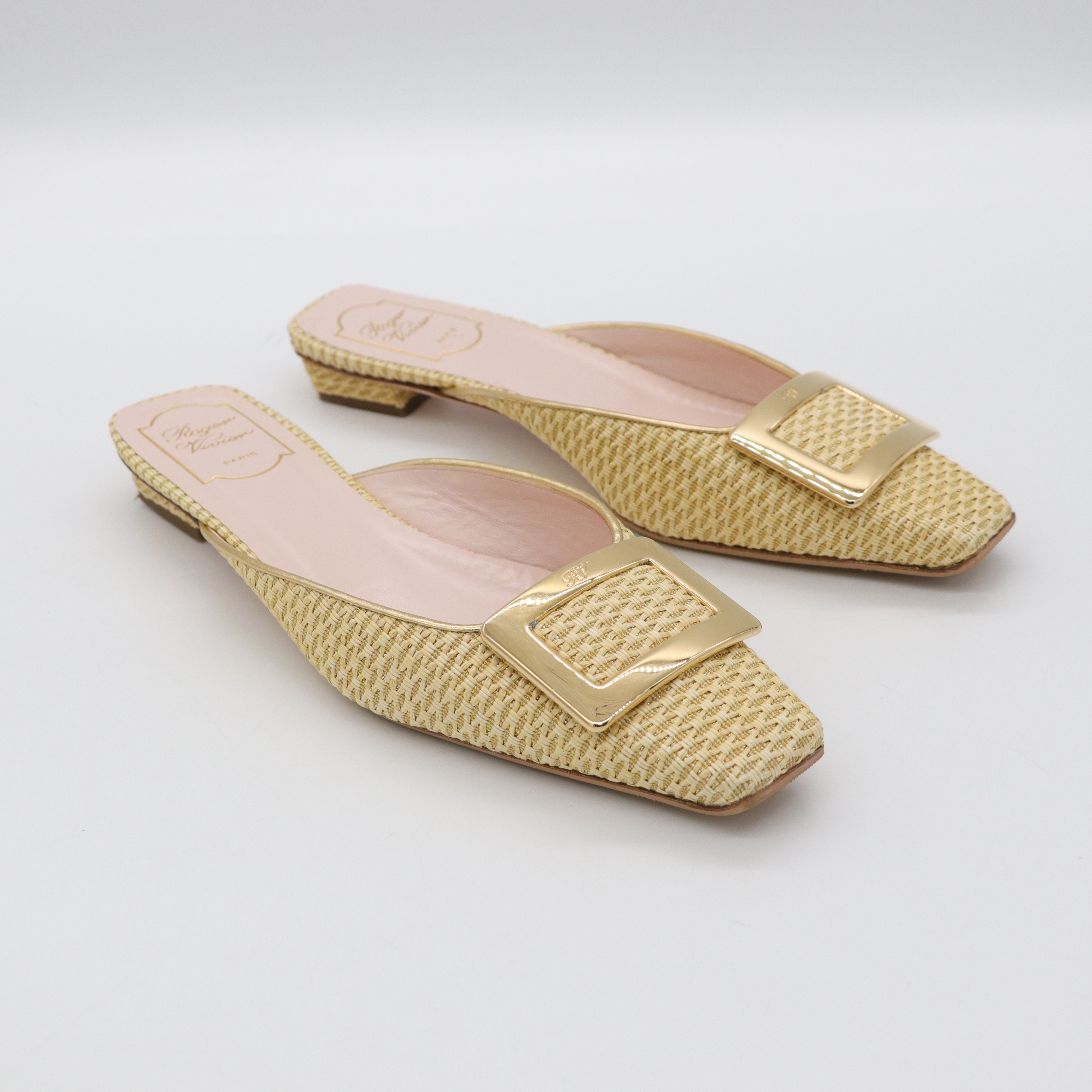 Roger Vivier 金色絲線 金屬釦 穆勒鞋-2