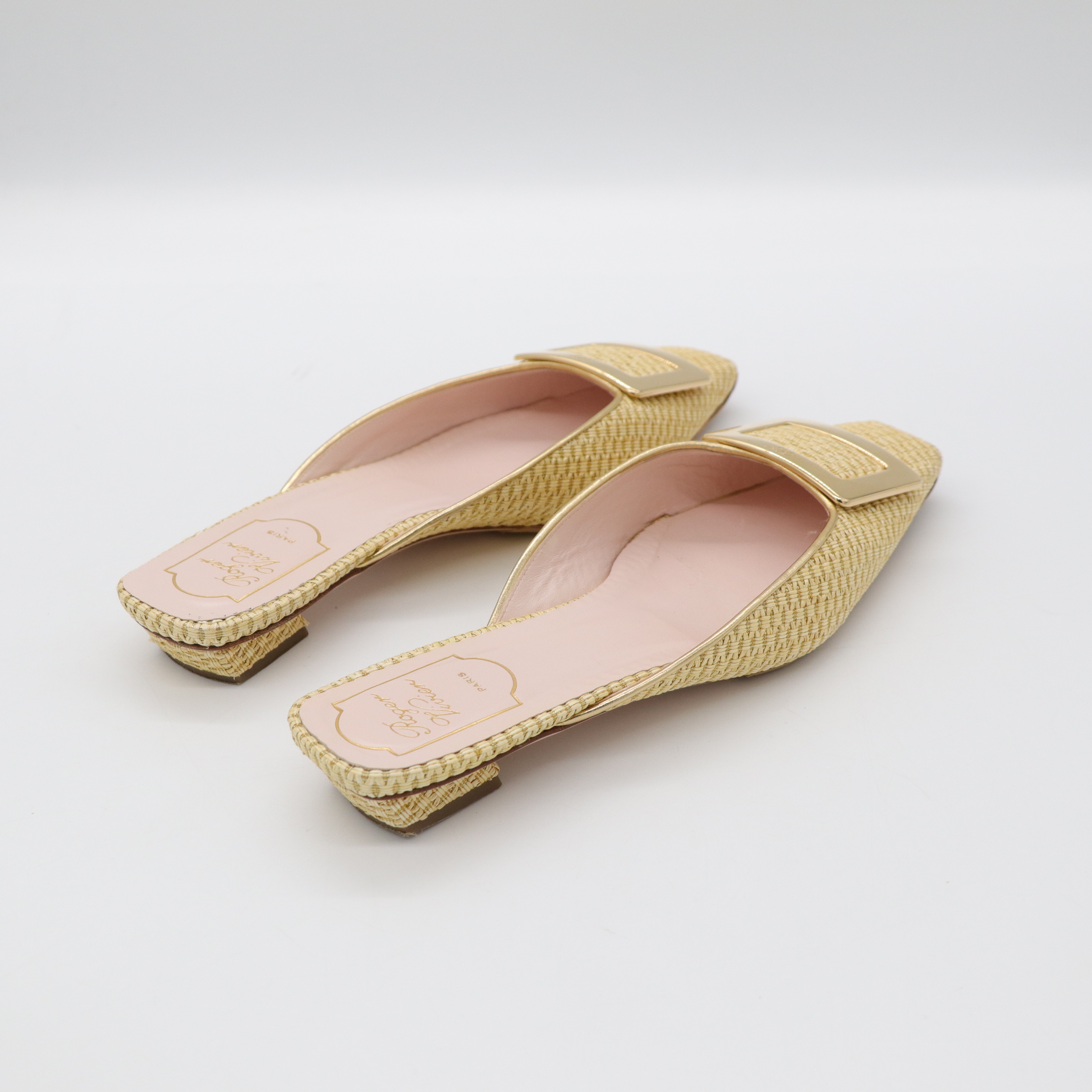 Roger Vivier 金色絲線 金屬釦 穆勒鞋-3