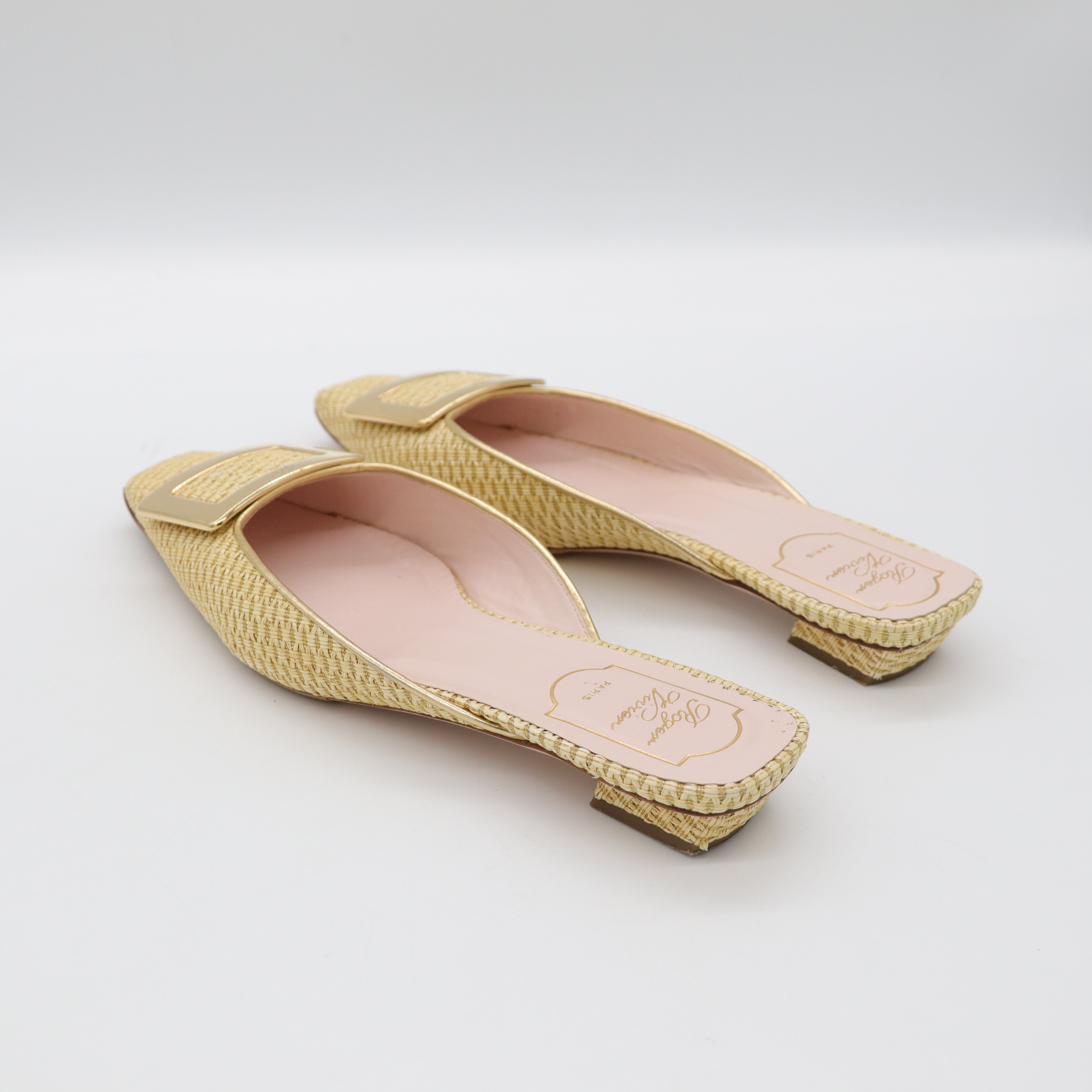 Roger Vivier 金色絲線 金屬釦 穆勒鞋-4