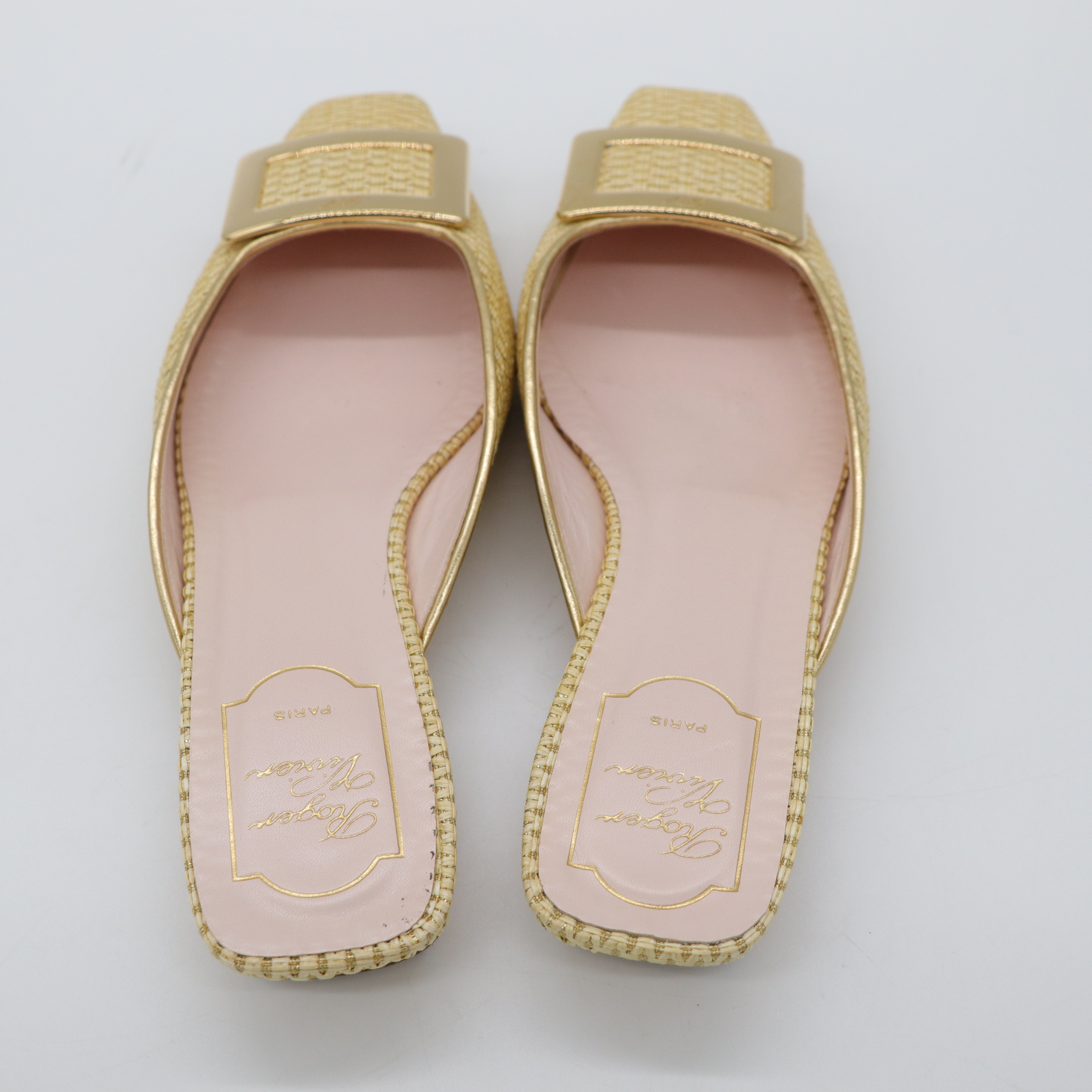 Roger Vivier 金色絲線 金屬釦 穆勒鞋-6