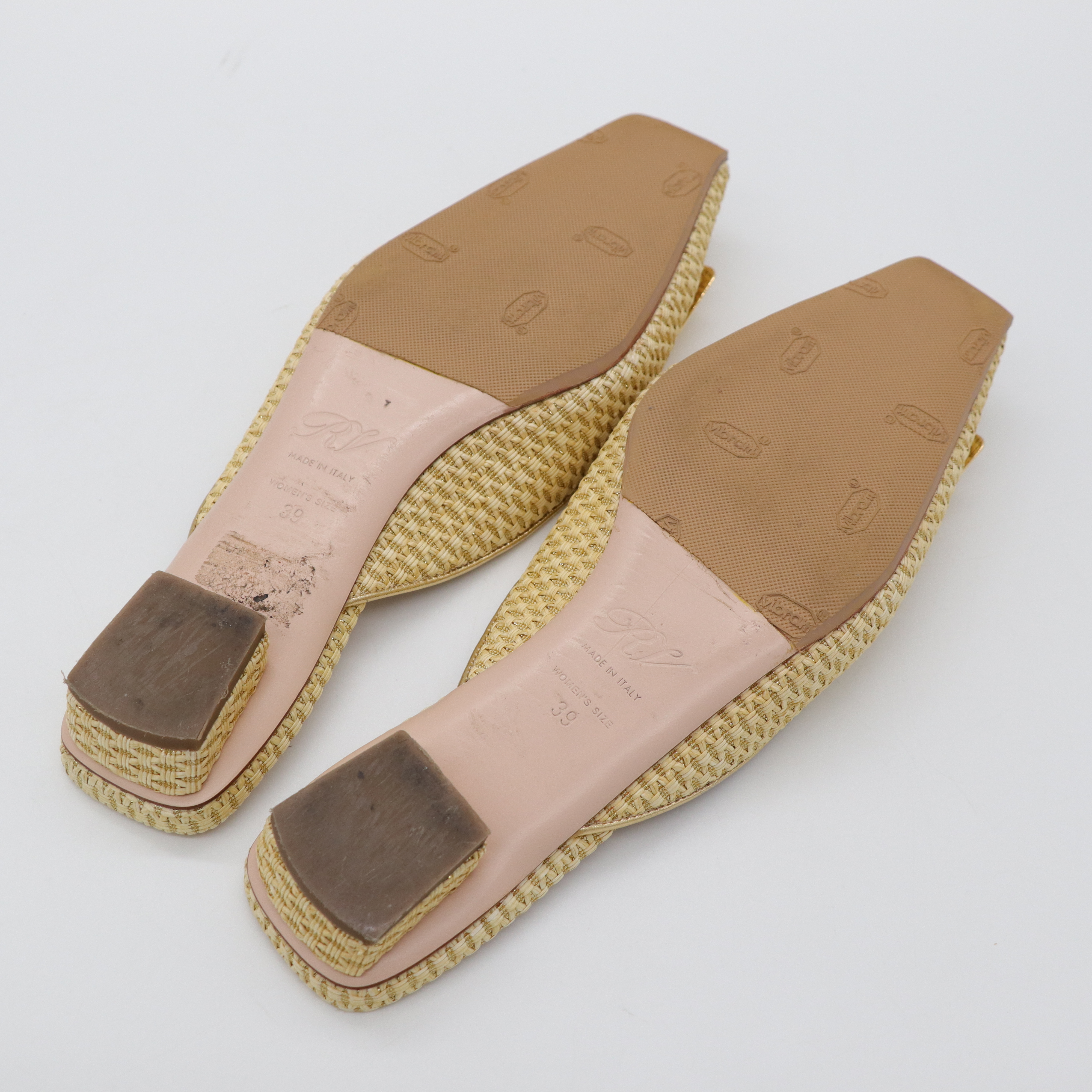 Roger Vivier 金色絲線 金屬釦 穆勒鞋-8