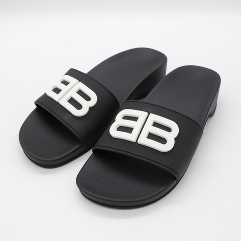 Balenciaga 巴黎世家 黑色 PU 拖鞋