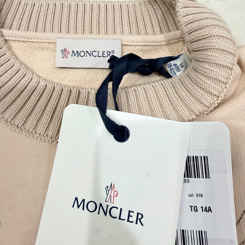 Moncler 圓領落肩英文字母刺繡衫/沙色-2