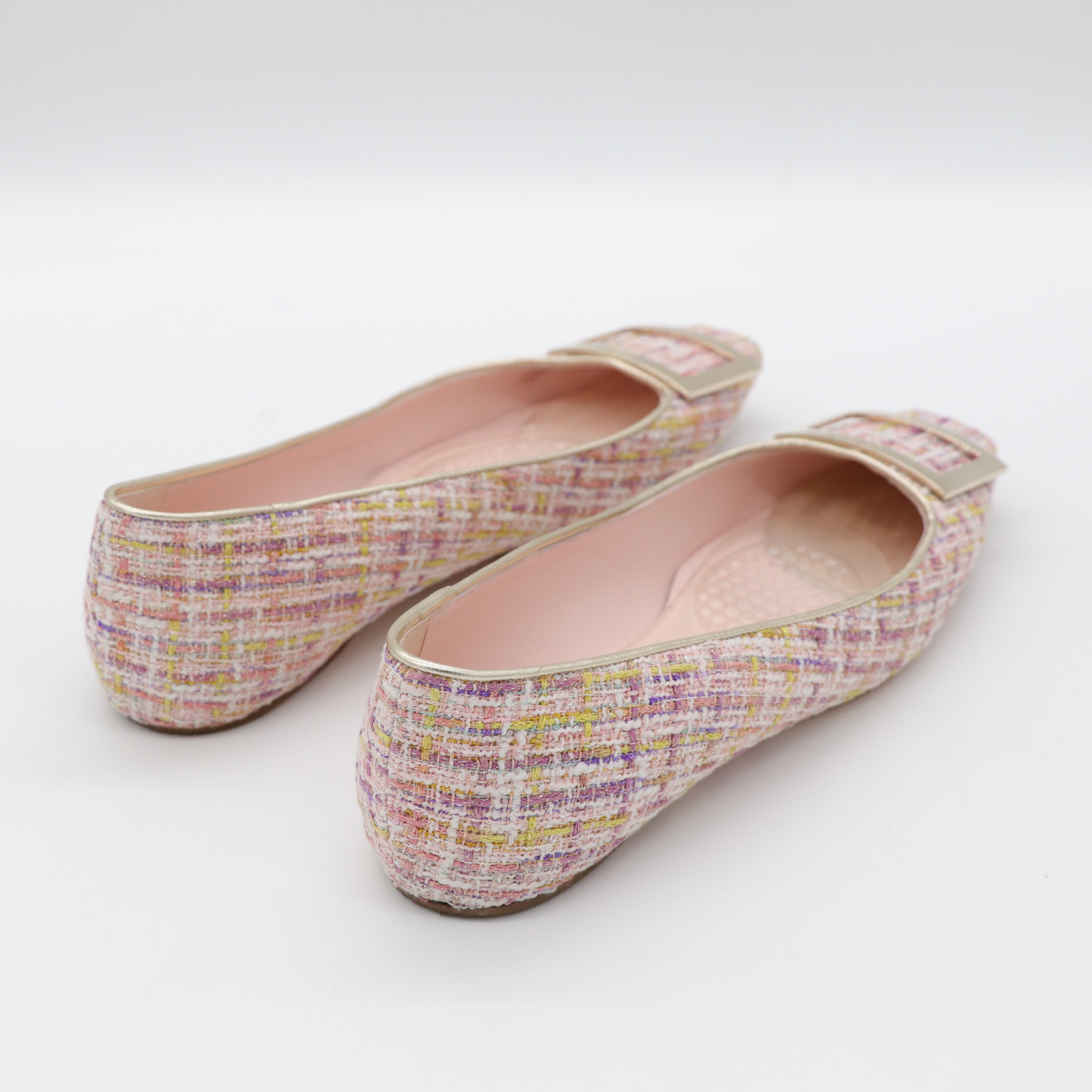 Roger Vivier 粉色織物 金屬釦 穆勒鞋-3