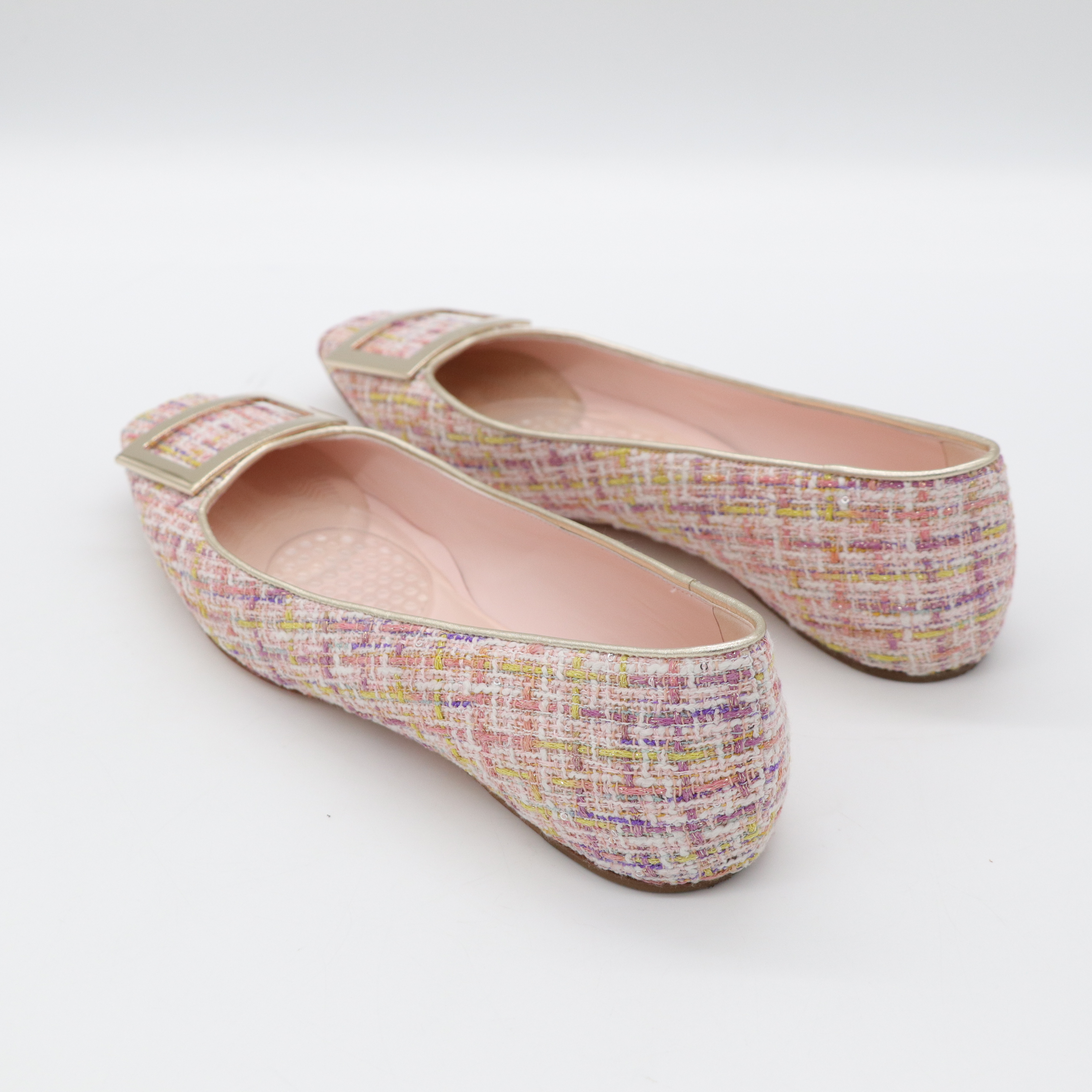 Roger Vivier 粉色織物 金屬釦 穆勒鞋-4