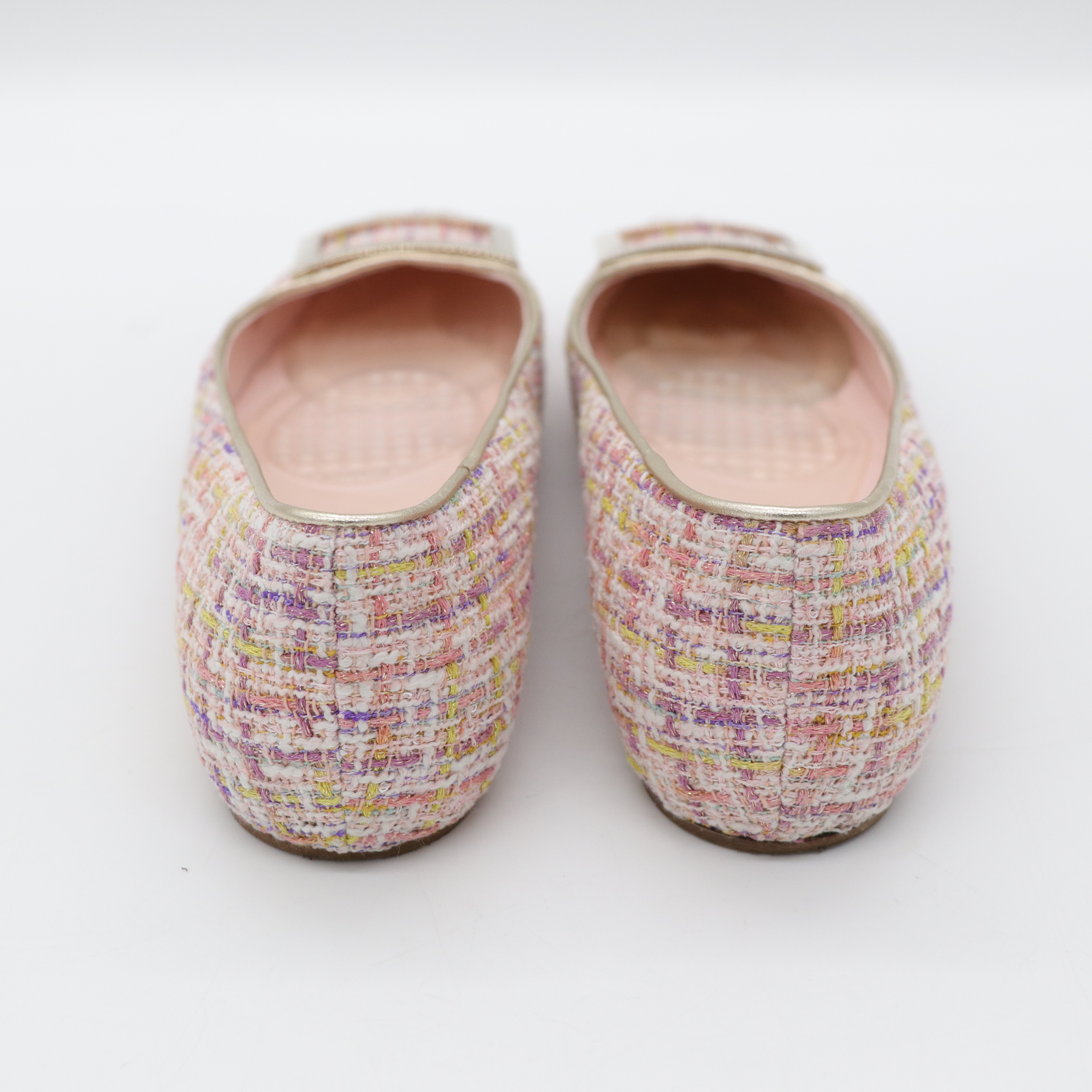 Roger Vivier 粉色織物 金屬釦 穆勒鞋-5