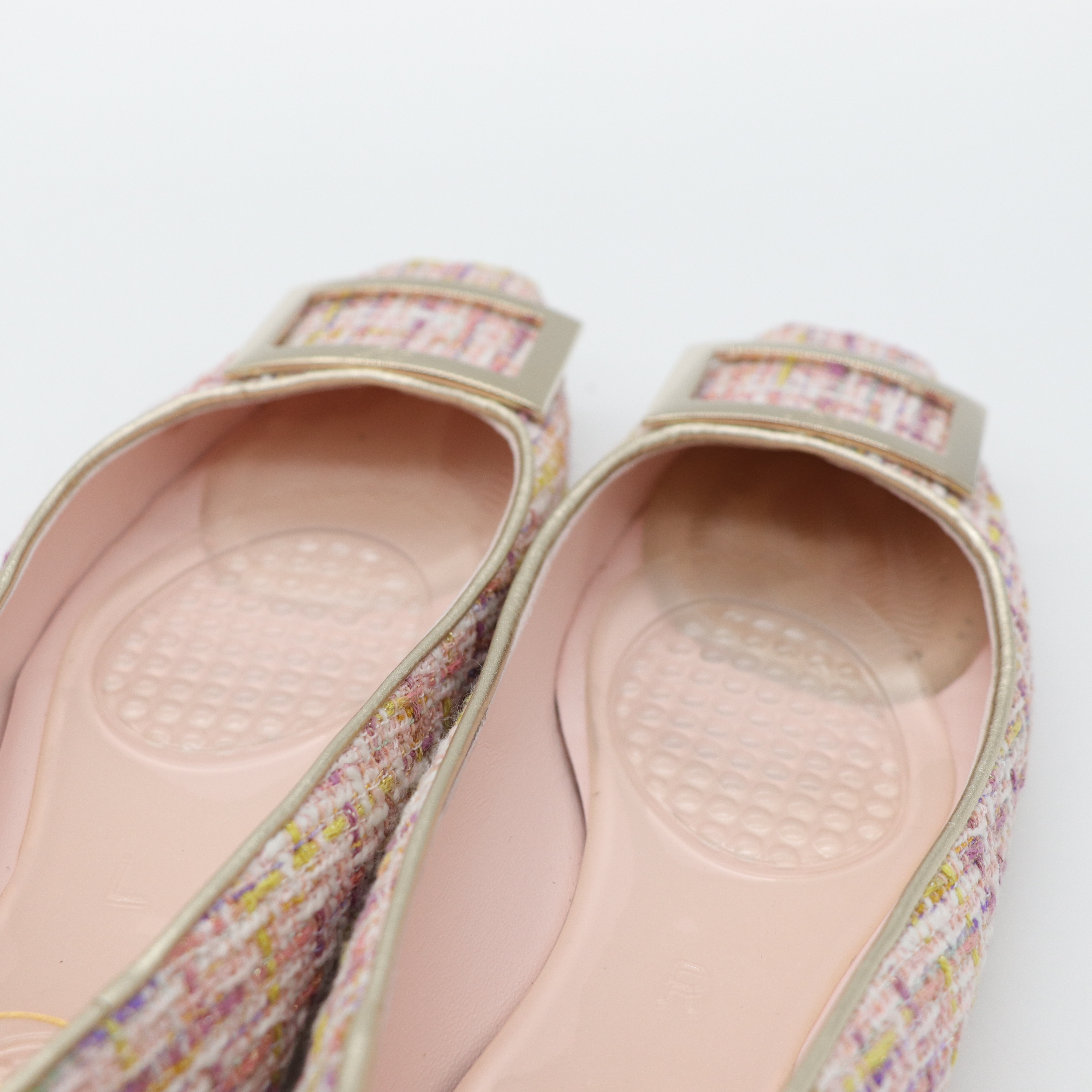 Roger Vivier 粉色織物 金屬釦 穆勒鞋-7