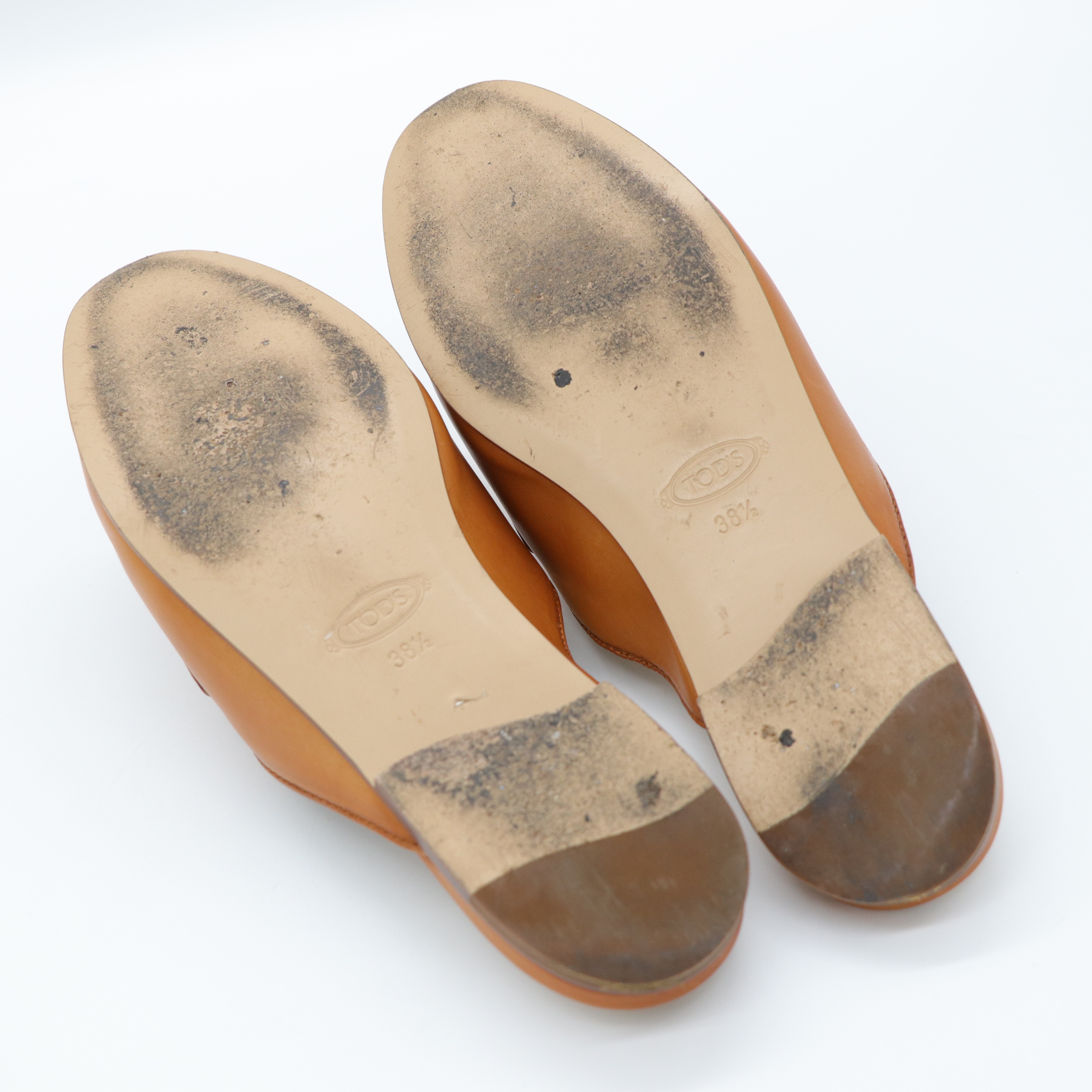 Tod's 焦糖色 牛皮 復古金釦 穆勒鞋-9