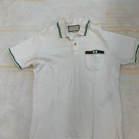 GUCCI白色男款短袖Polo衫， xs碼，8成新