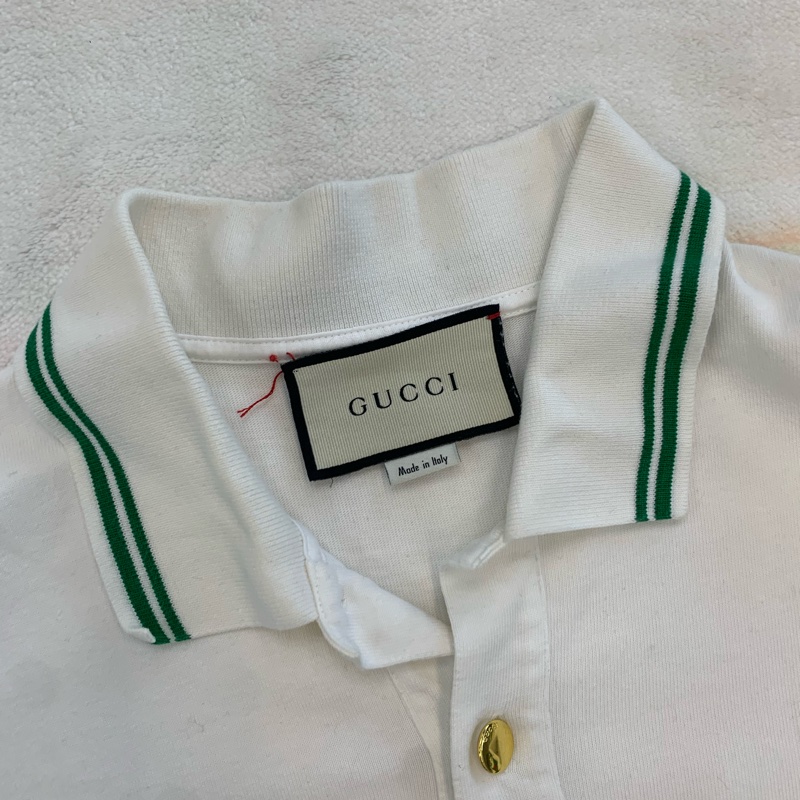 GUCCI白色男款短袖Polo衫， xs碼，8成新-1
