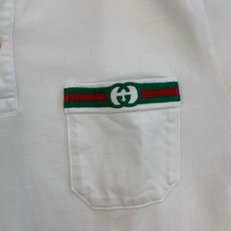 GUCCI白色男款短袖Polo衫， xs碼，8成新-2