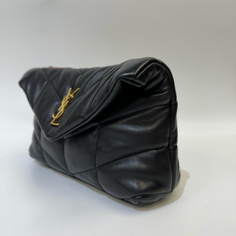 YSL 黑羊皮 mini Puffer下蓋斜背包-2