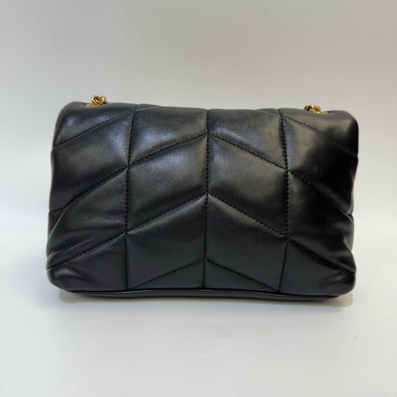 YSL 黑羊皮 mini Puffer下蓋斜背包-3