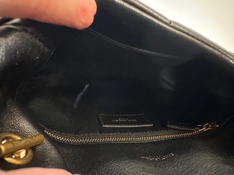 YSL 黑羊皮 mini Puffer下蓋斜背包-7