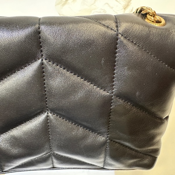 YSL 黑羊皮 mini Puffer下蓋斜背包-8