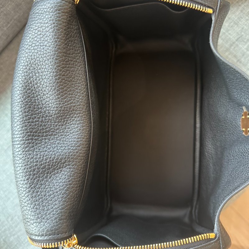 HERMES 黑色荔枝紋金扣LINDY30#D刻-4