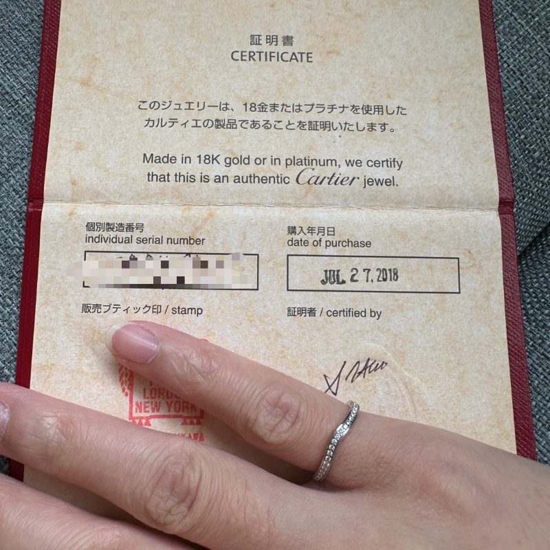 Cartier Ballering 弧形鉑金鑽戒-5