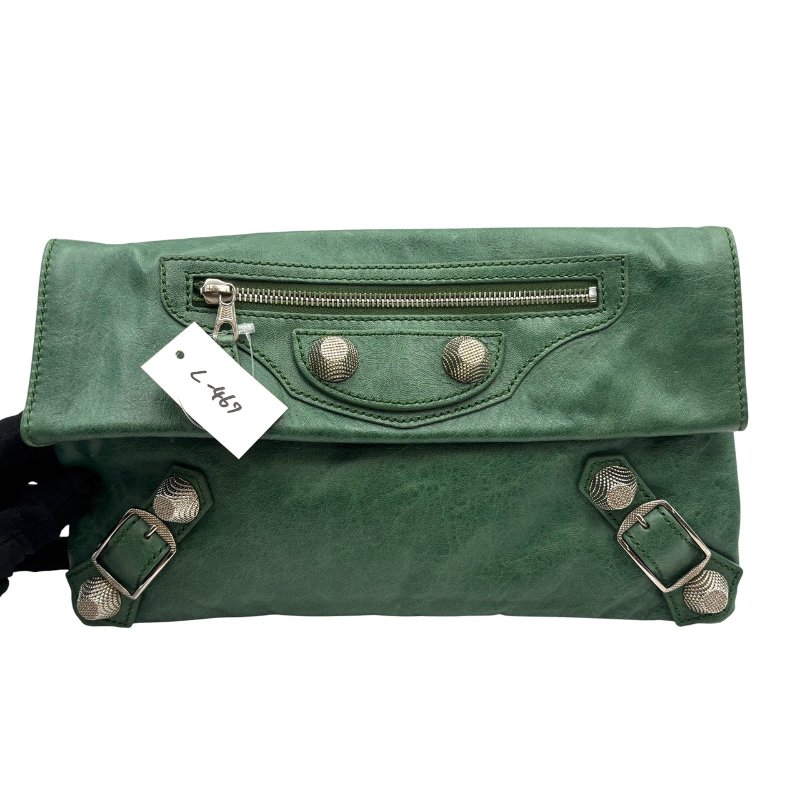 【美收精品】Balenciaga 綠色機車手拿包 C-467【隔月月中將轉賣至日本 上架期限30天】-0