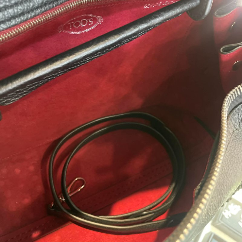 TODS 牛皮豆豆手提兩用包 黑色-4